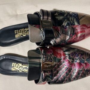 Sold - Salvatore Ferragamo floral mules